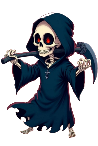 HypeReaper logo character with scythe